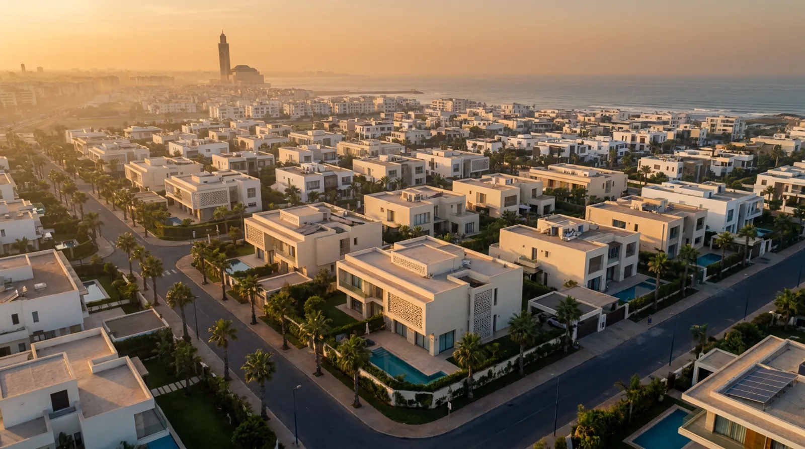 Vue aerienne d un quartier residentiel de Casablanca
